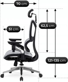 Fotel Biurowy Ergonomiczny Obrotowy MARTIN Szary Nowoczesny