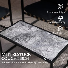 Outsunny 4-częściowy zestaw mebli ogrodowych, Zestaw mebli na zewnątrz, 2 fotele, sofa dla 2 osób, stolik, wyściełane, stal, poliester, szary