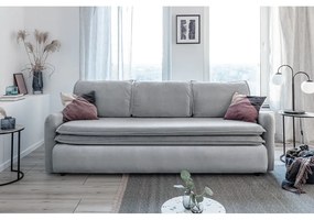 Jasnoszara aksamitna rozkładana sofa Miuform Tender Eddie