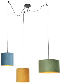 Lampa wisząca z abażurami z weluru zielonyWiejski/ Rustykalny / Vintage Oswietlenie wewnetrzne