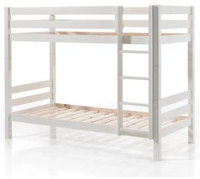 Białe piętrowe łóżko dziecięce z litego drewna sosnowego ze schowkiem 90x200 cm PINO – Vipack