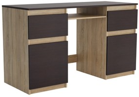 Biurko komputerowe młodzieżowe szkolne 140 cm z półką szufladami REMI2 Dąb Sonoma/Wenge