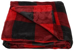 Koc rodzinny Karo czerwono-czarny, 200 x 300 cm