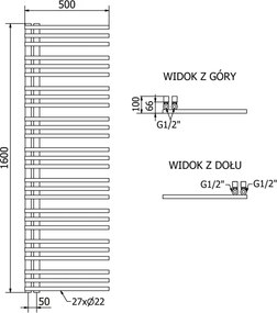 Mexen Neptun grzejnik elektryczny 1600 x 500 mm, 600 W, złoty - W101-1600-500-2600-50