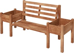 Outsunny ławka ogrodowa drewniana z donicami na kwiaty solidna ławka do ogrodu tarasu balkon 184 cm brązowa | Aosom PL