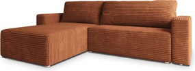 Masseno Narożnik CALTI z funkcją spania i pojemnikiem na pościel Narozniki L, Rozkładana sofa - Brązowy, TILIA 52