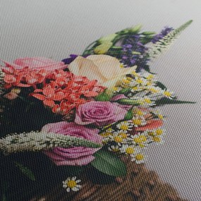 Obraz kosza z kwiatami (170x50 cm)