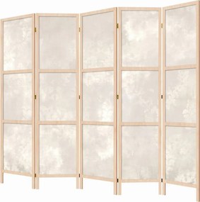 Parawan pokojowy 5-częściowy 225x172 drewniany japoński Jednostronny dekoracyjny shabby chic Kremowy