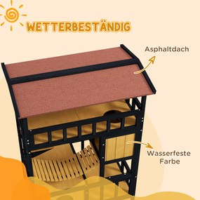 PawHut Domki dla kota, rajska zabawa z platformami, mostkiem i schowkami, dla do 2 kotów, z drewna