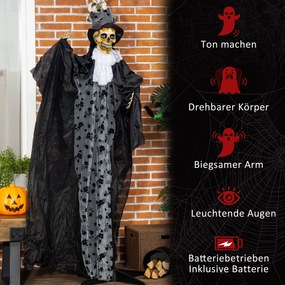 Outsunny Dekoracja Halloween Duch Pana Młodego z Efektami Specjalnymi i Funkcją Dźwiękową 125 cm x 65 cm x 189 cm