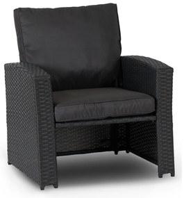 Zestaw Mebli Ogrodowych FLORYDA Ciemnoszary Sofa Krzesła Pufy Stolik Tarasowy Technorattan Nowoczesny