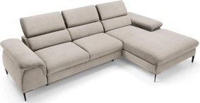 Beżowa kanapa narożna z regulowanymi zagłówkami C1-L28