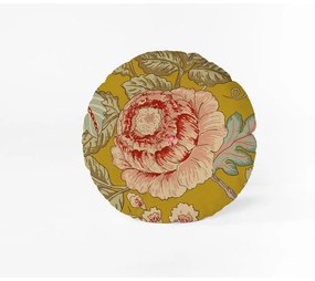 Żółta poduszka Velvet Atelier Japanese Flowers, ø 40 cm