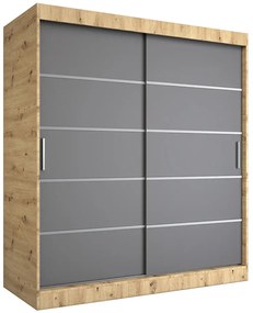 Szafa przesuwna dąb artisan + antracyt 180 cm - Bohosa 5X