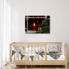 Obraz na szkle - Świecąca świeca bożonarodzeniowa (70x50 cm)