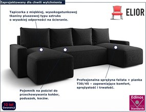 Czarny tapicerowany narożnik z funkcją spania A8-T04