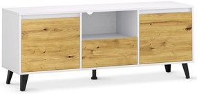 Szafka RTV w stylu skandynawskim biały + dąb artisan K0-F92