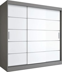 Szafa przesuwna antracyt + biały 200 cm C4-S25
