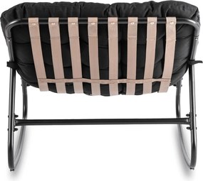 Bujany fotel na taras Aurora - bujak ogrodowy z pikowaną poduchą, czarny