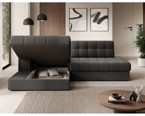 Szarobrązowy aksamitny rozkładany narożnik (lewostronny/z szezlongiem) Blezalt – ELTAP