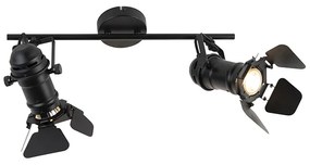 Industrialny reflektor czarny 2-światłowy z klapami - Movie