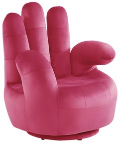 Fotel obrotowy w kształcie dłoni CATCHY z weluru - Fuksja