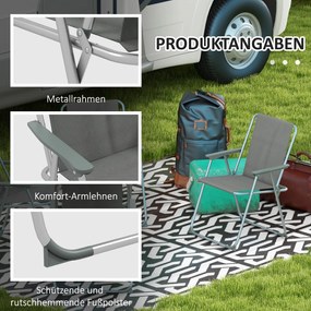 Outsunny Krzesło ogrodowe składane krzesło kempingowe, 53 cm x 54 cm x 76 cm, Szary + Srebrny
