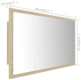 Nowoczesne lustro z podświetleniem LED dąb sonoma - Marajo 4X