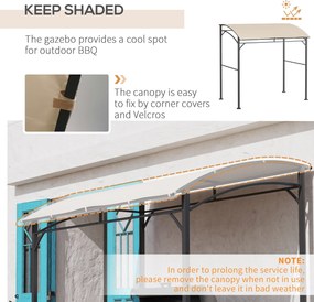 Outsunny Solidny Pawilon nad Grillem - Zadaszenie, Odporny na Deszcz, Haczyki, Stal, Beżowo-Czarny, 215x150x182/220cm