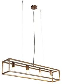 Industrialna lampa wisząca rdzawo-brązowa 4-światłowa - CagePrzemysłowy Oswietlenie wewnetrzne
