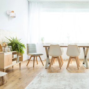 Biały kinkiet LED SHWD-BU1010WE jednopunktowy z metalu i drewna z włąc