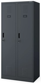 Szafa socjalna BHP ubraniowa czterokomorowa KACPER, 800 x 1800 x 500 mm, antracytowa