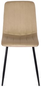 Zestaw Stół Okrągły TEO 100 cm Dąb Złoty/Czarny i 4 Krzesła Tapicerowane IBIS Beżowe Welurowe Nowoczesne Loft