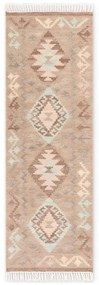 Jasnoniebiesko-beżowy wełniany chodnik dwustronny tkany ręcznie 60x190 cm Kamal Dune – Nouristan