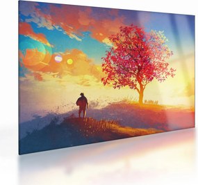 Obraz na szkle drzewa na wzgórzu (70x50 cm)
