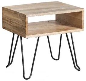 Pack 2 Prostokątnych Szafek Nocnych 45x35 Cm Z Drewna Z Recyklingu Tital Naturalna - Sklum