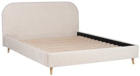 Łóżko 140 x 190 cm – Tkanina boucle – Ecru +Materac – SANTADI