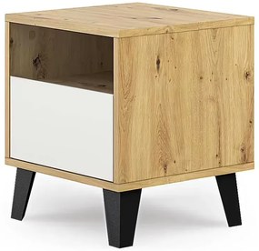 Stolik nocny do sypialni skandynawskiej dąb artisan + biały M7-M15