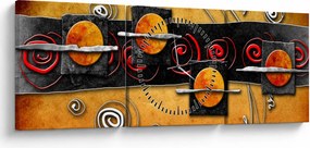 Abstrakcyjny obraz - Planety (z zegarem) (90x30 cm)