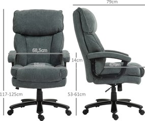 HOMCOM Duży wysoki fotel biurowy, nośność 200 kg, mocna konstrukcja, miękki pokrowiec, Szary