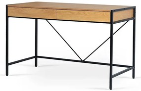Metalowe biurko loft z szufladami dąb złoty + czarny R9-L48