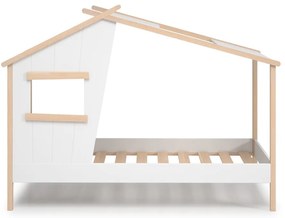Białe łóżko dziecięce z litego drewna sosnowego w kształcie domku 90x190 cm Luba – Marckeric