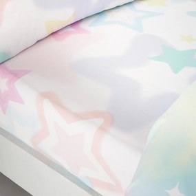 Biało-różowe prześcieradło dziecięce dwuosobowe z gumką 135x190 cm Ombre Stars – Catherine Lansfield