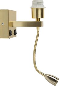 Kinkiet art déco złoty z portem USB i ruchomym ramieniem - Brescia Combi