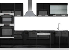 Aneks kuchenny czarny wysoki połysk/biały 300x60x81.6 r-line