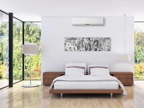 Obraz - Zmarznięte liście, czarno - biały (170x50 cm)