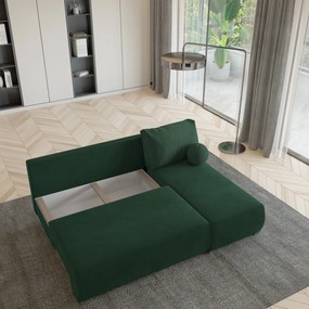 Masseno Narożnik PARVELO z funkcją spania i pojemnikiem na pościel Narozniki L, Rozkładana sofa - Butelkowa zieleń