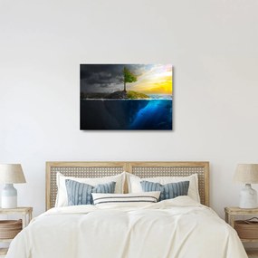 Obraz na szkle - przedstawienie dwóch stron (70x50 cm)