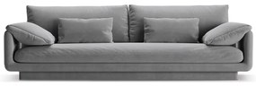 Jasnoszara aksamitna sofa 250 cm Torino – Micadoni