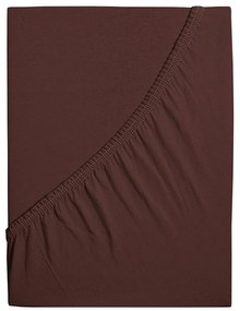 PrzytulneMieszkanie.pl Prześcieradło jersey z mako bawełny LUXORA 90x200 cm ciemnobrązowe